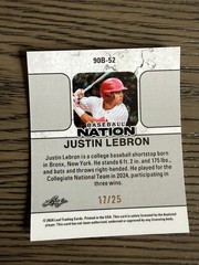 2026 Leaf Baseball Nation Justin Lebron green crystal 17/25 Alabama