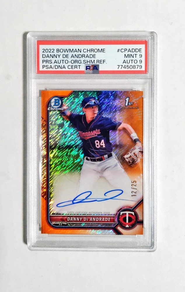 Danny De Andrade PSA 9 2022 1st Bowman Chrome AUTO ORANGE Shim REFRACTOR /25 z1