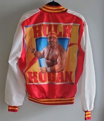 Titan Sports, Inc. WWF White Snap-Front Jacket Size L Red/Yellow Trim Polyester