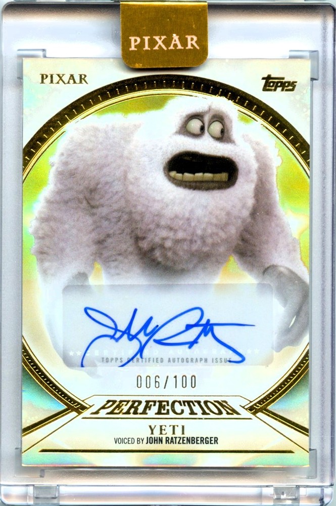 JOHN RATZENBERGER AS YETI 2025 TOPPS DISNEY PIXAR GOLD PERFECTION AUTO SP 6/100