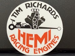 VRHTF NHRA « SUPER COOL TIM RICHARDS RACING ENGINES 4&Prime;DIAMETER DIE CUT STICKER