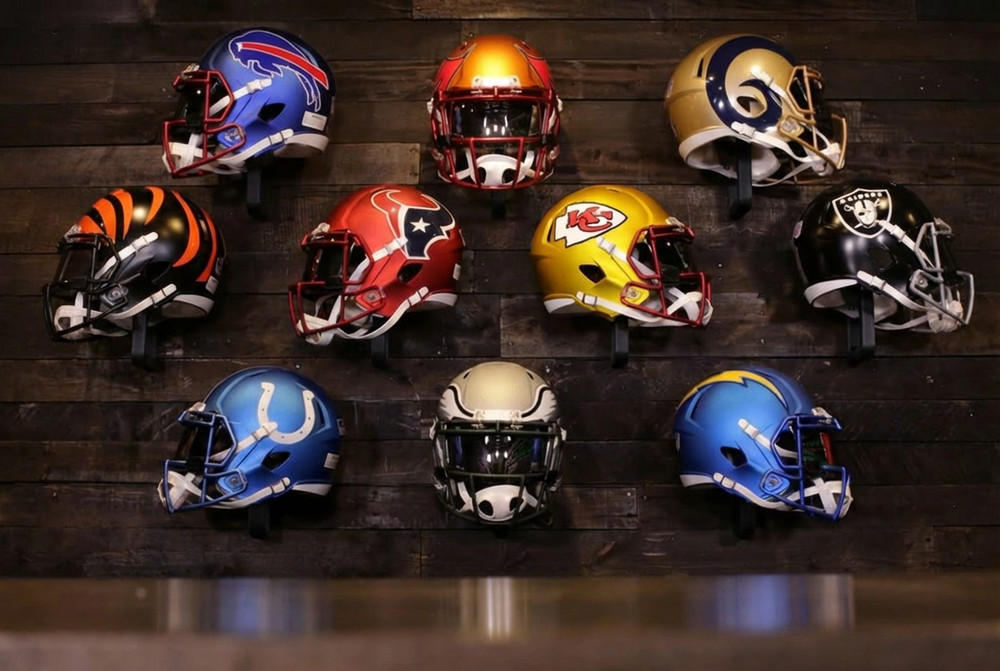 Football FULL SIZE helmet wall hanger.  3d printed PETG, display holder, mount
