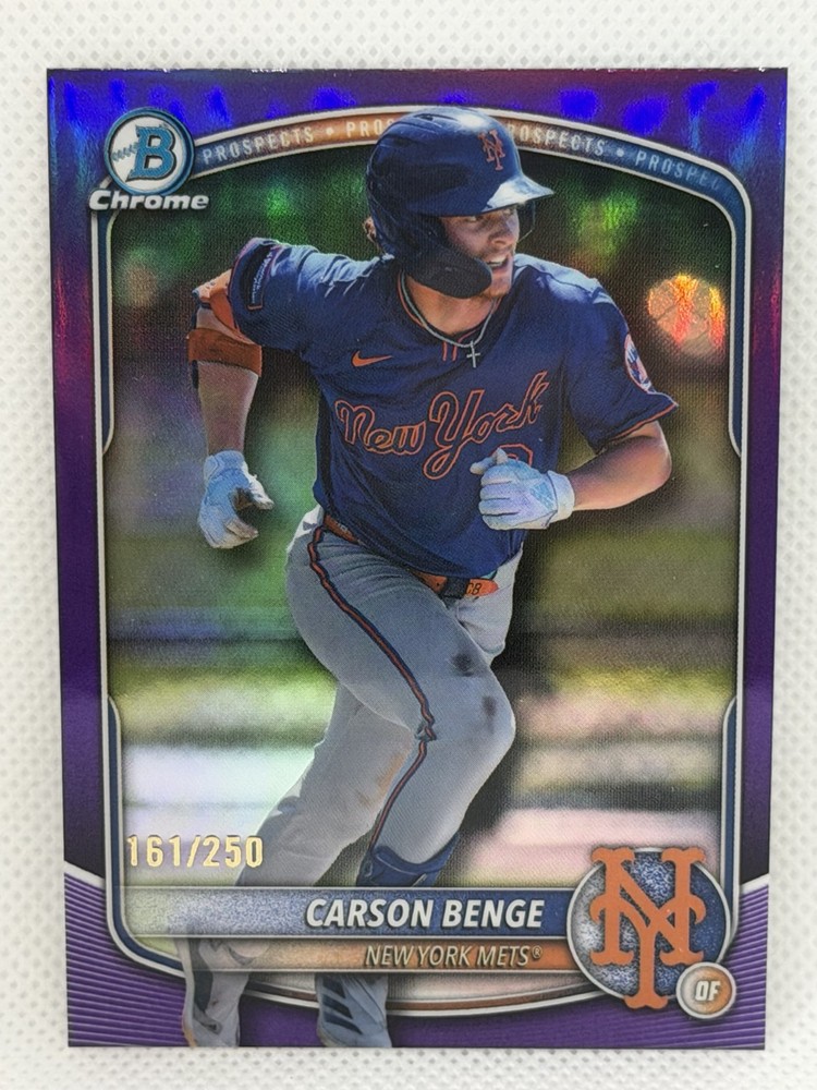 2025 Bowman Draft – Chrome Carson Benge #BDC-138 Purple Refractor /250 (RC) Mets