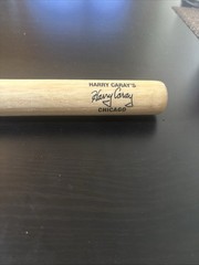 CHICAGO CUBS Harry Caray&rsquo;s Mini Bat 18&Prime; Natural Wood Stain .. Stamp Signed.