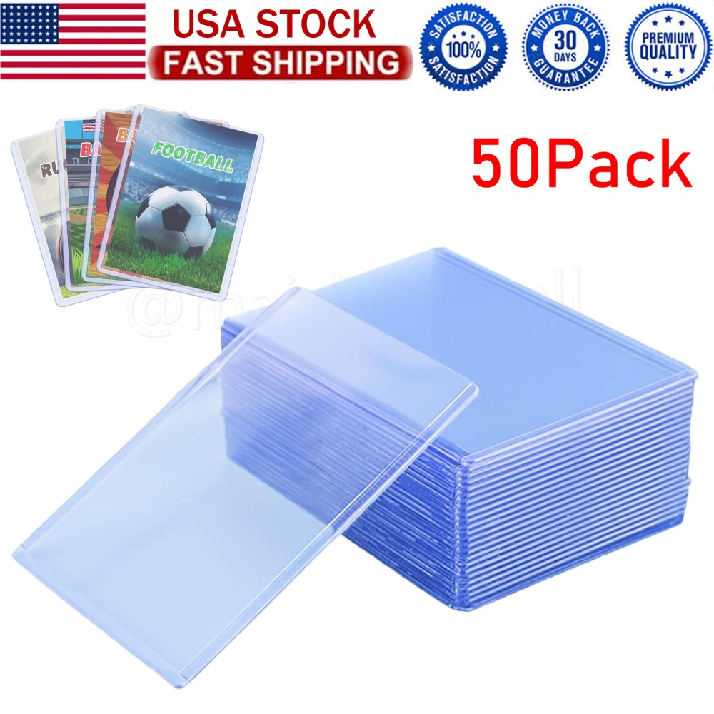 50Pack 3&Prime;x4&Prime; Topload Card Holder 35PT Hard Plastic Card Sleeves Trading Cards