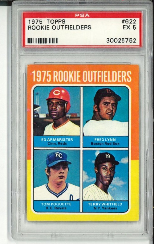 1975 Topps #622 Fred Lynn Rookie Outfielders PSA 5 RC HOF Red Sox