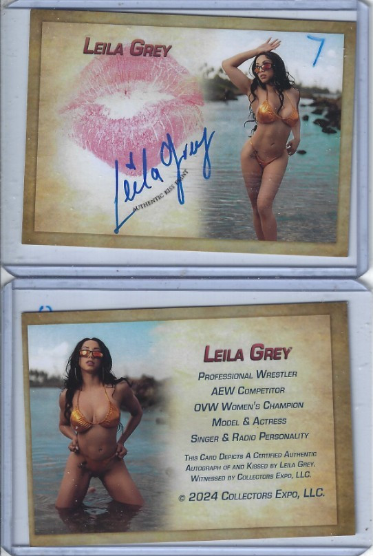 Leila Grey Signed & Kissed Trading Card #7 AEW Wrestler Model Collectors Expo