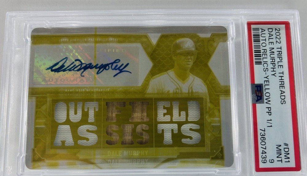 2022 Topps Triple Threads Dale Murphy PSA 9 Auto Relic Yellow PP 1/1 TTAR-DM1