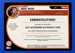QTY AVL #/99! Angel Reese Auto 2023-24 Bowman Chrome U Refractor Autograph LSU