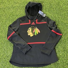 NWT Adidas NHL Mens BlackHawks Under The Lights Hoodie Black Size Large GI527