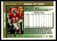 1997 Topps Mark Collins Kansas City Chiefs #198 18922
