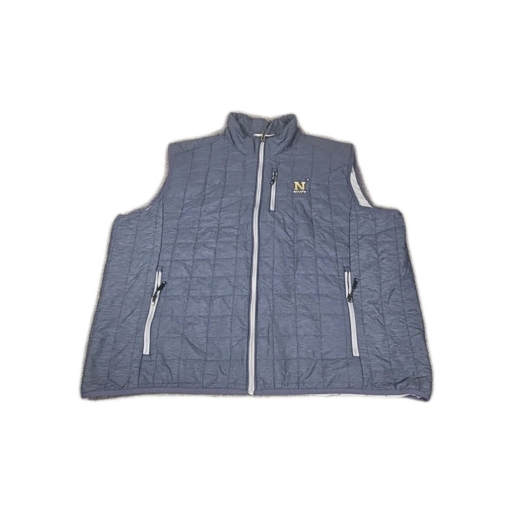 Mens Navy Midshipmen Quilted Puffer Vest Charcoal Cutter & Buck 54 Chest (3XL)