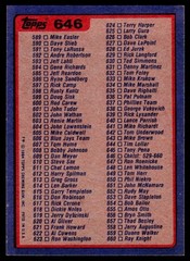 1984 Topps #646 Checklist: 529-660 – VG