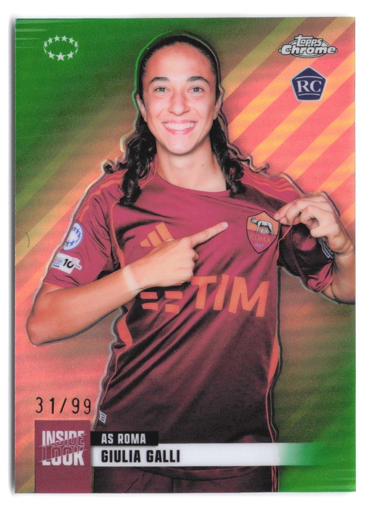 2025-26 Topps Chrome UWCL Giulia Galli #IL-14 Inside Look Green Refractor RC /99