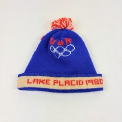 Vintage 1980 Team USA Lake Placid Olympics Winter Games Pom Beanie Hat/Cap Adult