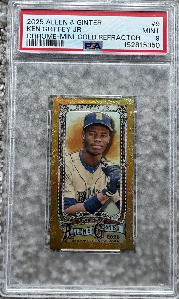 2025 ALLEN & GINTERKEN GRIFFEY JR.CHROME-MINI-GOLD REFRACTOR #/50 PSA 9