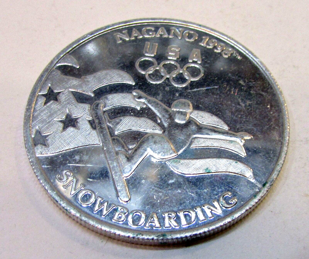 Vintage 1998 General Mills Nagano Winter Olympics Snowboarding Metal Alloy Medal