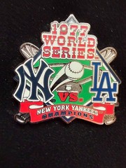 1977 World Series Collector Pin / Card NY Yankees vs LA Dodgers Willabee & Ward