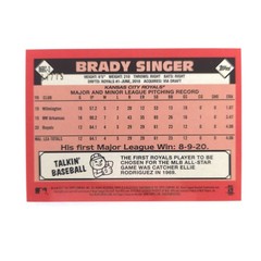2021 Topps Chrome – 1986 Topps Baseball Brady Singer #86BC-3 Purple /75