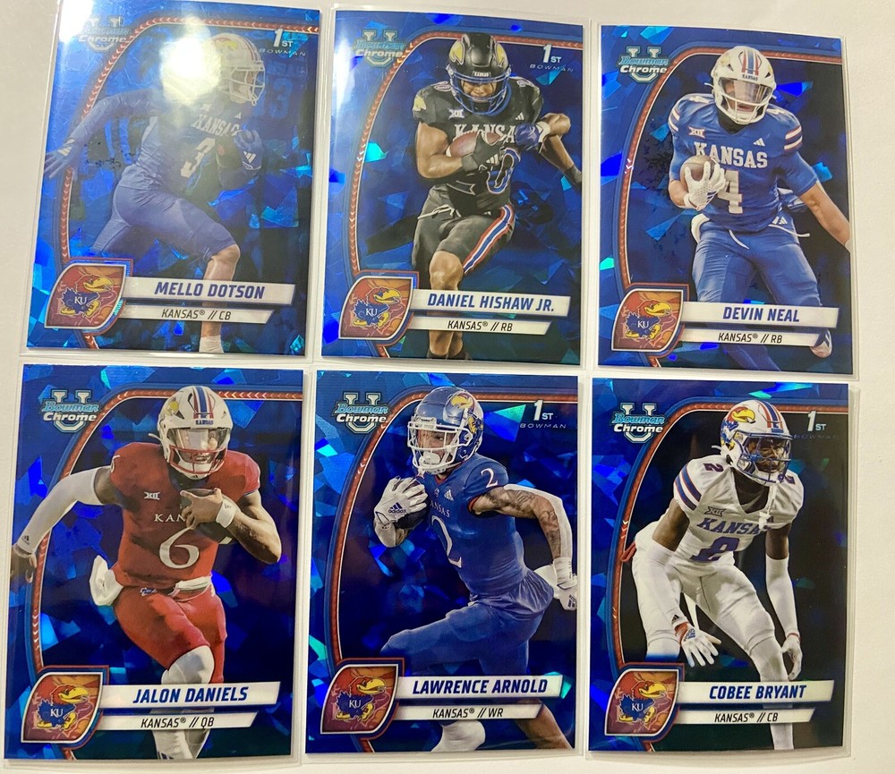 2024 Bowman U Chrome Sapphire Edition, Kansas Jayhawks NCAA Football, Lot Of 6