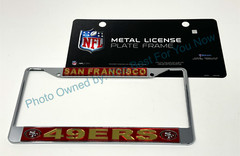 San Francisco 49ers Silver, Gold, and Red Laser License Plate Frame