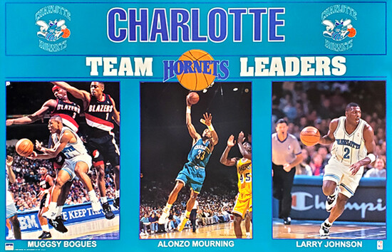 Charlotte Hornets 1993 Vintage 22×34 POSTER – MUGGSY, ALONZO MOURNING, L Johnson