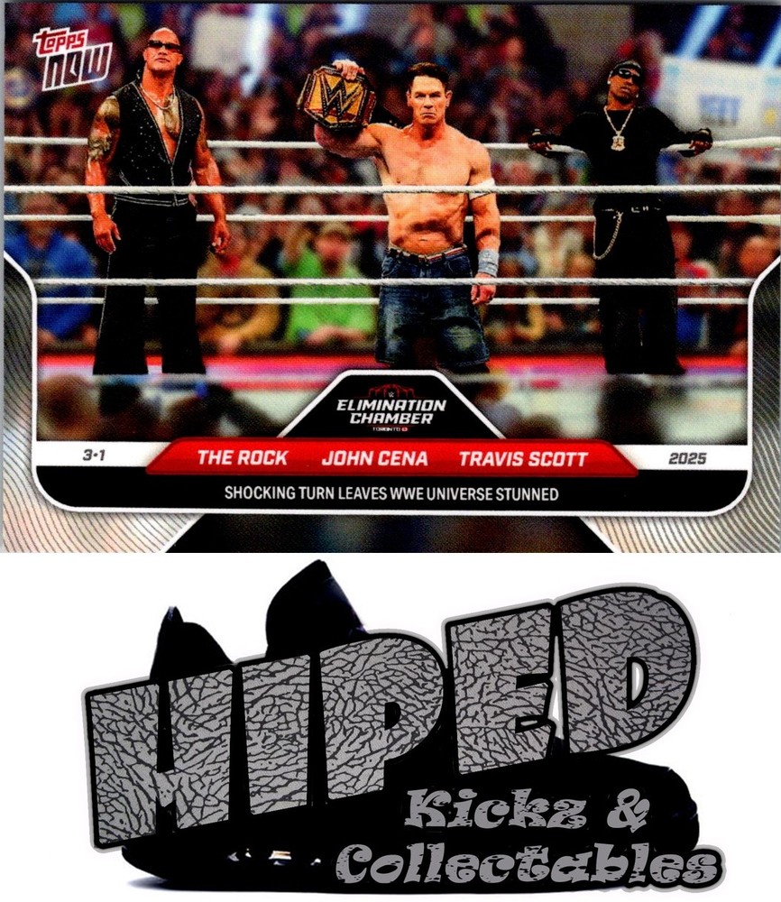 2025 Topps Now WWE #27 The Rock / John Cena / Travis Scott PR55211