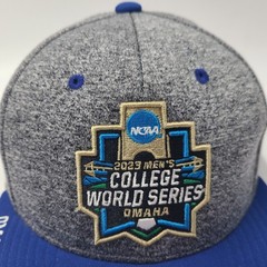 College World Series Hat Fitted XL Zephyr Gray Blue NCAA Baseball 2023 Omaha Men