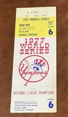 1977 WORLD SERIES GAME 6 TICKET STUB YANKEES OCT 18 REGGIE JACKSON 3 HRS