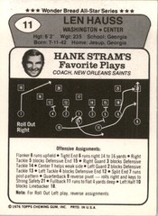 1976 Wonder Bread #11 Len Hauss – EX-MT