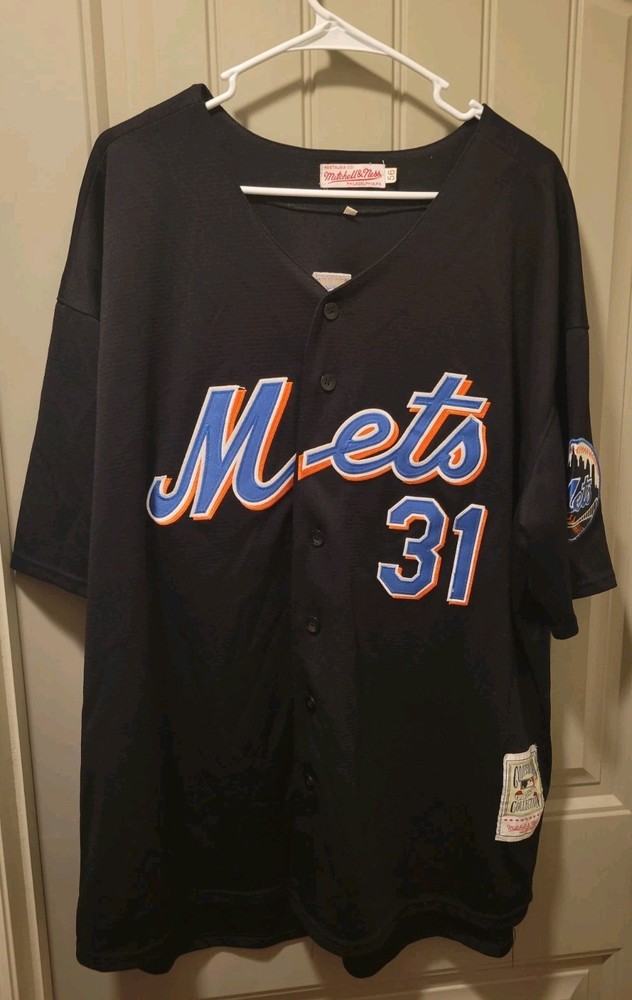 Mike Piazza NY Mets Mitchell Ness Cooperstown Collection Sz 56 Jersey 3XL Black