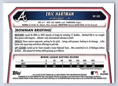 ERIC HARTMAN BRAVES RC 1st card 2026 BOWMAN PROSPECTS #BP-102