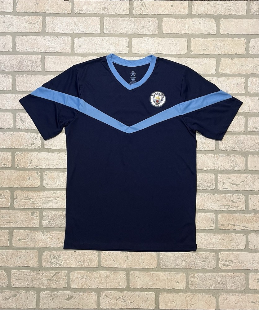 Manchester City Youth XL 2023 Training Jersey Navy Baby Blue Stripe
