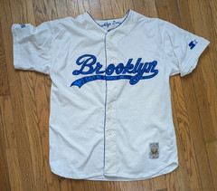 Vintage Starter Brooklyn Dodgers Cooperstown Jersey Size L Flawed Missing Button