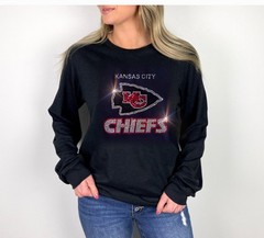 IRON ON TRANSFER Kansas City Chiefs Crystal Rhinestones 8×9 inches For Tshirt