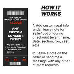 Custom Sports Ticket Stub – Any Team, Game, Seat – Personalized Gift