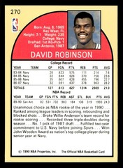 1990-91 NBA Properties David Robinson #270 San Antonio Spurs Basketball