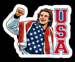 US Olympic Hockey Team Gold Medal Winner Jack Hughes USA Water Resistant Sticker
