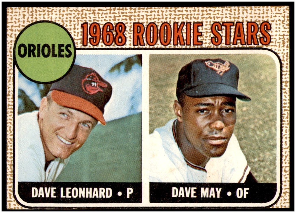 1968 Topps #56 Orioles 1968 Rookie Stars (Dave Leonhard / Dave May)