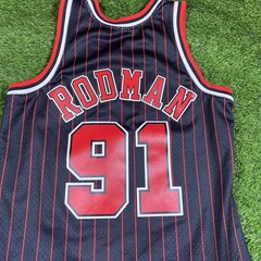 Dennis Rodman Chicago Bulls Jersey Mitchell Ness Mens Medium #91 Black
