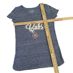 Chicago Cubs Women&rsquo;s S Tshirt Blue SPARKLE Bling V Neck SOFT AS A GRAPE MLB