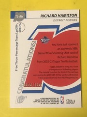 2002-03 Topps Ten Team Leader /1000 Richard Hamilton #TL-RH VGEX