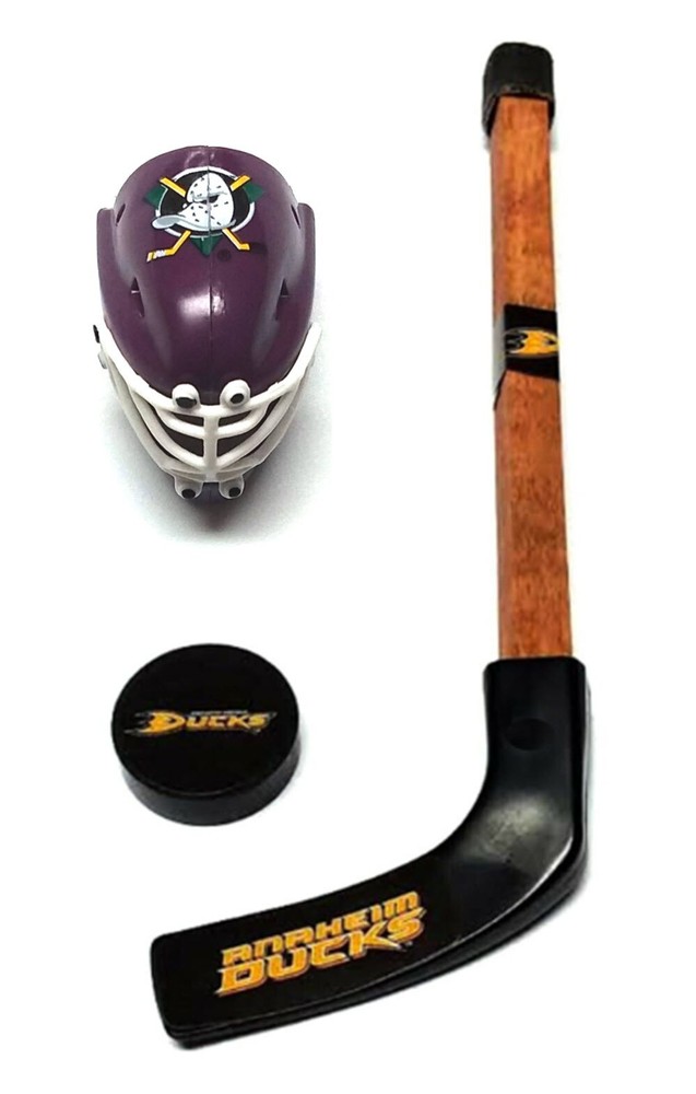 ANAHEIM DUCKS MINI MASK PUCK & WOOD HOCKEY STICK 5.5&Prime; TALL NEW NHL LICENSED