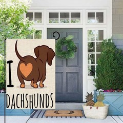 EMMTEEY Dachshund Art Garden Flag Double Sided Burlap 12.5X18, Multi 3