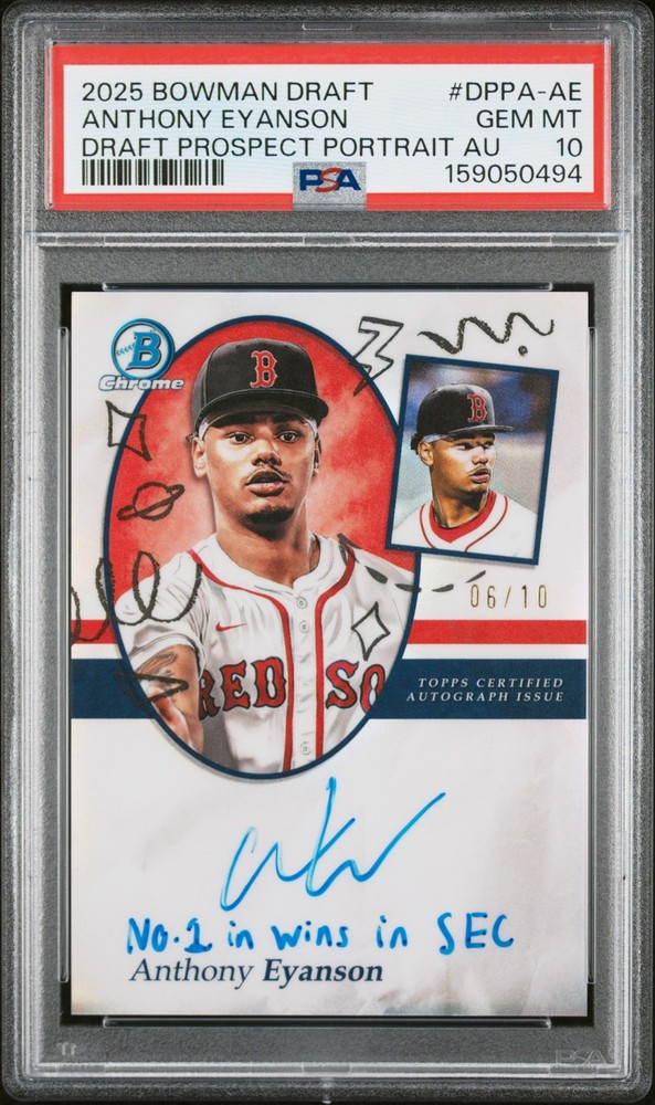 2025 BOWMAN DRAFT DRAFT PROSPECT PORTRAIT AUTOS ANTHONY EYANSON 6/10 PSA 10