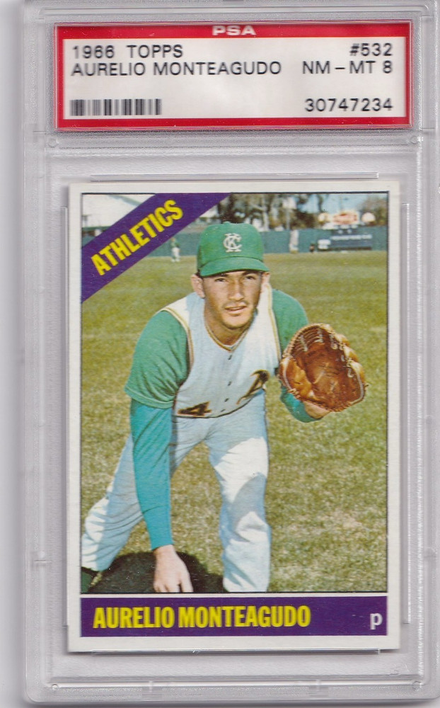 1966 Topps Baseball, #532 Aurelio Monteagudo, PSA 8, PSA High Number set break