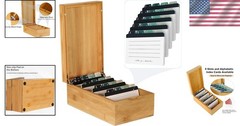 Bamboo Index Card Holder with Dividers