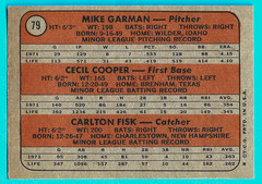 1972 Rookie Stars Carlton Fisk, Cecil Cooper, Mike Garman #79 (RC) CENTERED