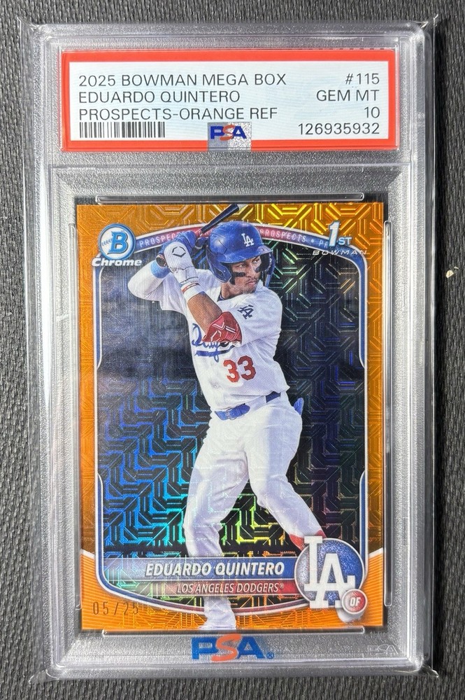 2025 Bowman Mega Box Eduardo Quintero 1st Orange Refractor /25 #BCP-115 Psa 10