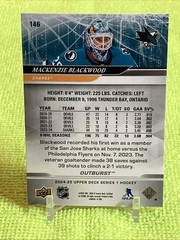 Mackenzie Blackwood 2024-25 Upper Deck Series 1 #146 SILVER OUTBURST – Sharks